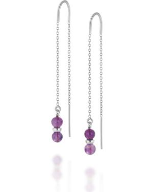Nellou Jewellery Fall Birthstone Earrings February Amethyst Sterling - White