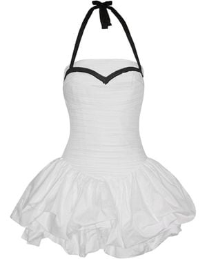 London Atelier Byproduct Rushed Mini Dress With Corset Top & Application - White