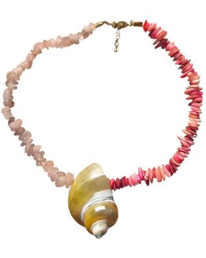 OhSun Gemma Turbo Shell & Glass Bead Necklace - Metallic