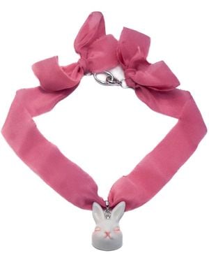 H2 Studio Grumpy Bunny Hot Silk Choker Necklace - Pink