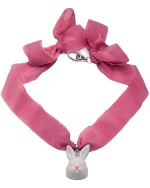 H2 Studio Grumpy Bunny Hot Silk Choker Necklace - Pink