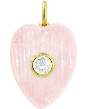 KAMARIA Rose Quartz Gemstone Pendant With Topaz - Pink