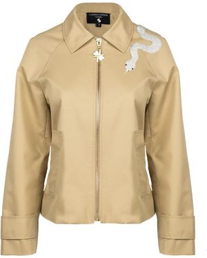 House of Laines London Neutrals Laines Couture Embellished Ivory Snake Cropped Trench - Natural