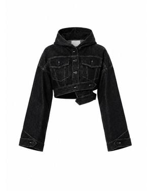Gao Republic Denim Hoodie Jackets - Black