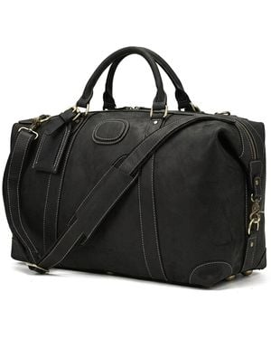 Touri Classic Traveller Genuine Leather Holdall - Black