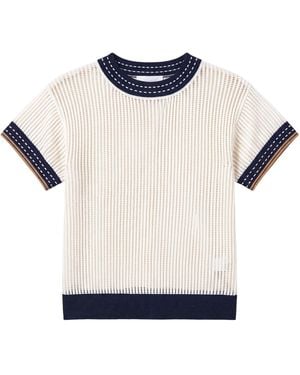 Brodie Cashmere Denim Effect Trim Tee - Blue