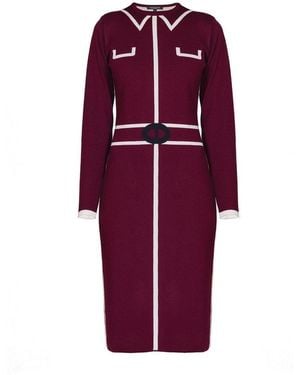 Rumour London Claire Knitted Jacquard Dress - Red