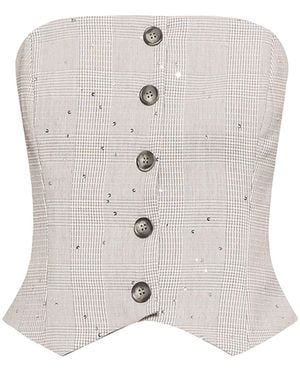 Nissa Sequin-Detail Corset Top - Blue