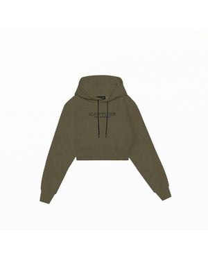 Kapture Travel Logo-Print Cropped Hoodie - Green