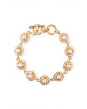 Saachi Framed Pearl Halo Link Bracelet - Metallic