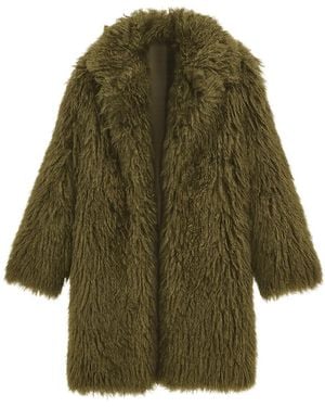 Yumi' Luxe Long Hair Fur Coat - Green