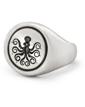 Snake Bones Octopus Signet Ring - Metallic