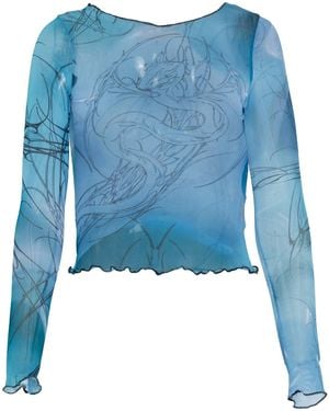 Paloma Lira Dragon Tattoo Top - Blue