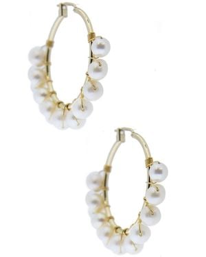 Saachi Freshwater Pearl Hoop Earrings - Metallic