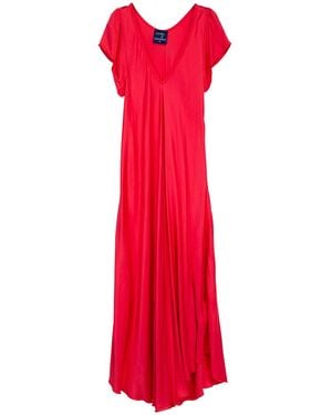 Tantra Spain Sl Long Silk Dress With V-Neck And Flowing Skirt - Red