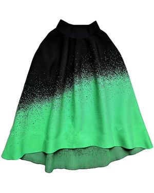 Arto. High-Low Hem High Waisted Knitted Midi Skirt - Green