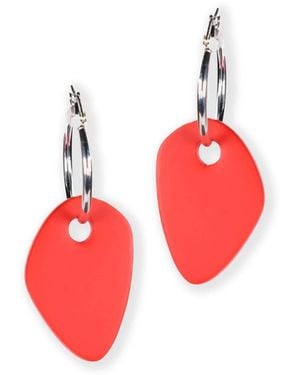 By Chavelli Modern Art Drop Charm Hoop Earrings - Red