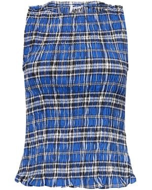 Amy Lynn Sonya Pure Cotton Plaid Smocked Top - Blue