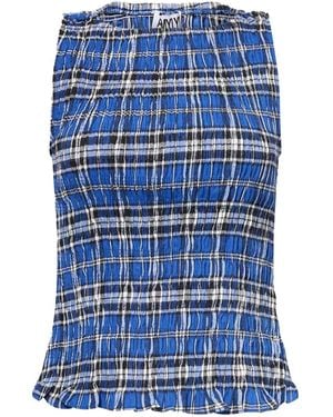 Amy Lynn Sonya Pure Cotton Plaid Smocked Top - Blue