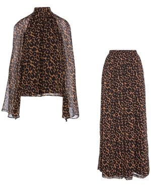 concept A trois Leopard Veil Set – Blouse And Pants - Brown