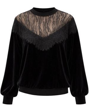 Exquise Velvet & Tulle Detailed Blake Blouse – - Black