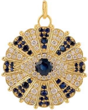 Artisan Sapphire & Diamond Evil Eye Pendant - Metallic