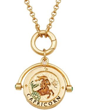 Fable England Capricorn Zodiac Spinner Necklace - Metallic