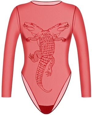 Zhilyova Alligator Long Sleeve Bodysuit - Red