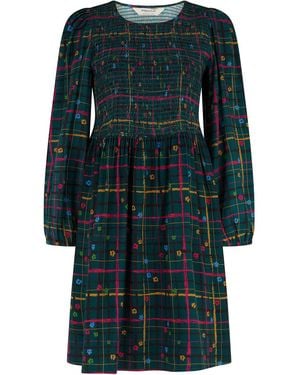 Sugarhill Lucy Shirred Short Dress Check - Green
