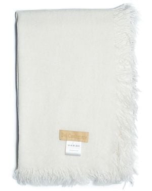 Bel Cashmere Cashmere Foulard With Fringes Ivory - White
