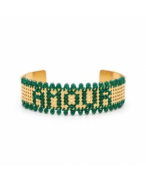 L'EIGHT STUDIO Plated Beaded Cuff Bracelet – Amour Emerald - Green