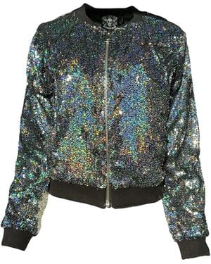 Any Old Iron Holographic Glitter Forever Sequin Bomber Jacket - Green