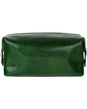 Time Resistance Leather Toiletry Bag For - Green