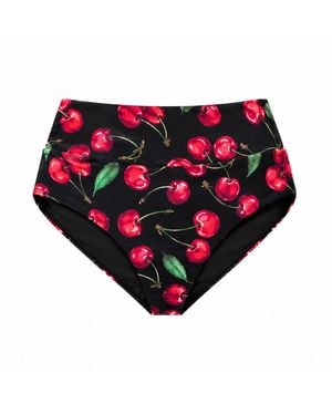 Plivati Ada Mid Waist Bikini Bottoms — Višnja - Black