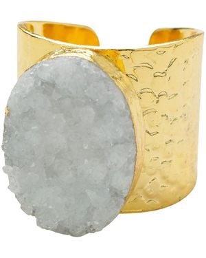 YAA YAA LONDON Winter Crystal Crush Statement Ring - White