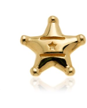 Tish Lyon Solid 14Ct Threadless Sheriff's Badge Flatback Stud Earring - Metallic