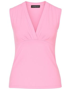 Conquista Rose Sleeveless V-Neck Jersey Top – Stretch Fabric - Pink