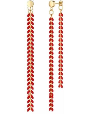 Rejected Hearts Club Elegante Chevron Dangle Earrings - Red