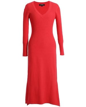 Smart and Joy Slim V-Neck Jumper Midi Dress - Red