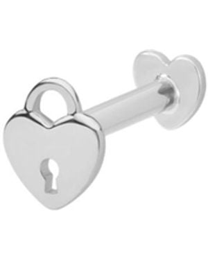 Vanhi 14K Solid Lock Flat Back Stud - White