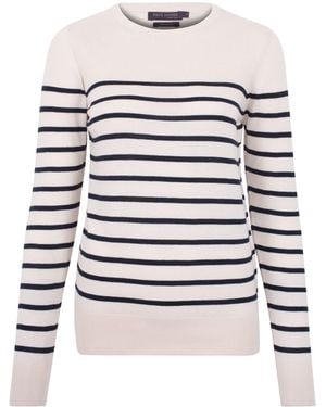 Paul James Knitwear Neutrals Ultra Fine Cotton Tavia Breton Crew Neck Jumper - White