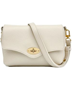 Apatchy London Neutrals The Maddie Midi Stone Leather Bag - Natural