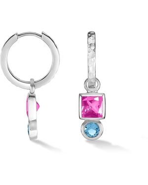 Dower & Hall Square Tourmaline Hammered Huggie Hoops - Metallic