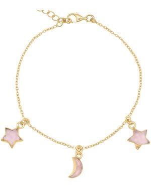 Luna Charles Amelia Rose Quartz Star & Moon Charm Bracelet - Metallic