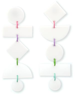 By Chavelli Geometric Dangly Statement Earrings - White