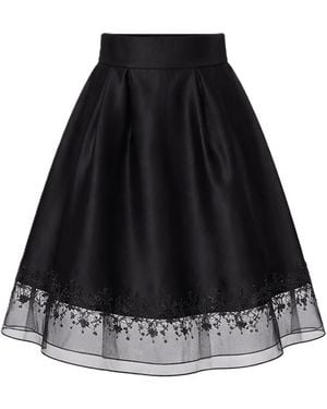 Smart and Joy Organza And Taffeta Skirt With Lace Trim - Black