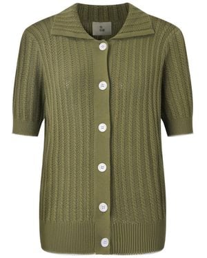 Smart and Joy Short-Sleeve Knit Cardigan - Green