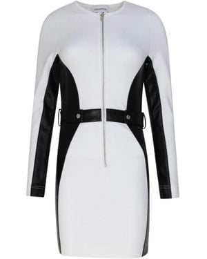 Circular Path Panel Denim Bodycon Dress - Black