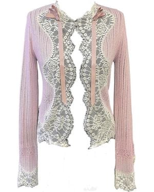 Anna Sui Lingerie Lace Knits Cardigan - Pink