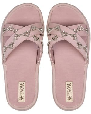 Rettrose The Soraya Luxury Cross Over Embellished Slides - Pink